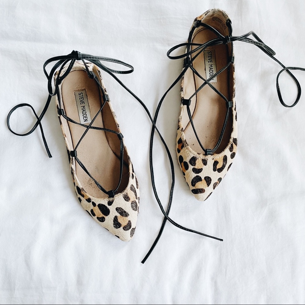 Steve Madden Leopard Print Flats with Black Laces